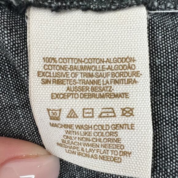 FREE PEOPLE Gray Cotton Long Sleeve Button Down Laser Cut Back Blouse Size L - Picture 8 of 9